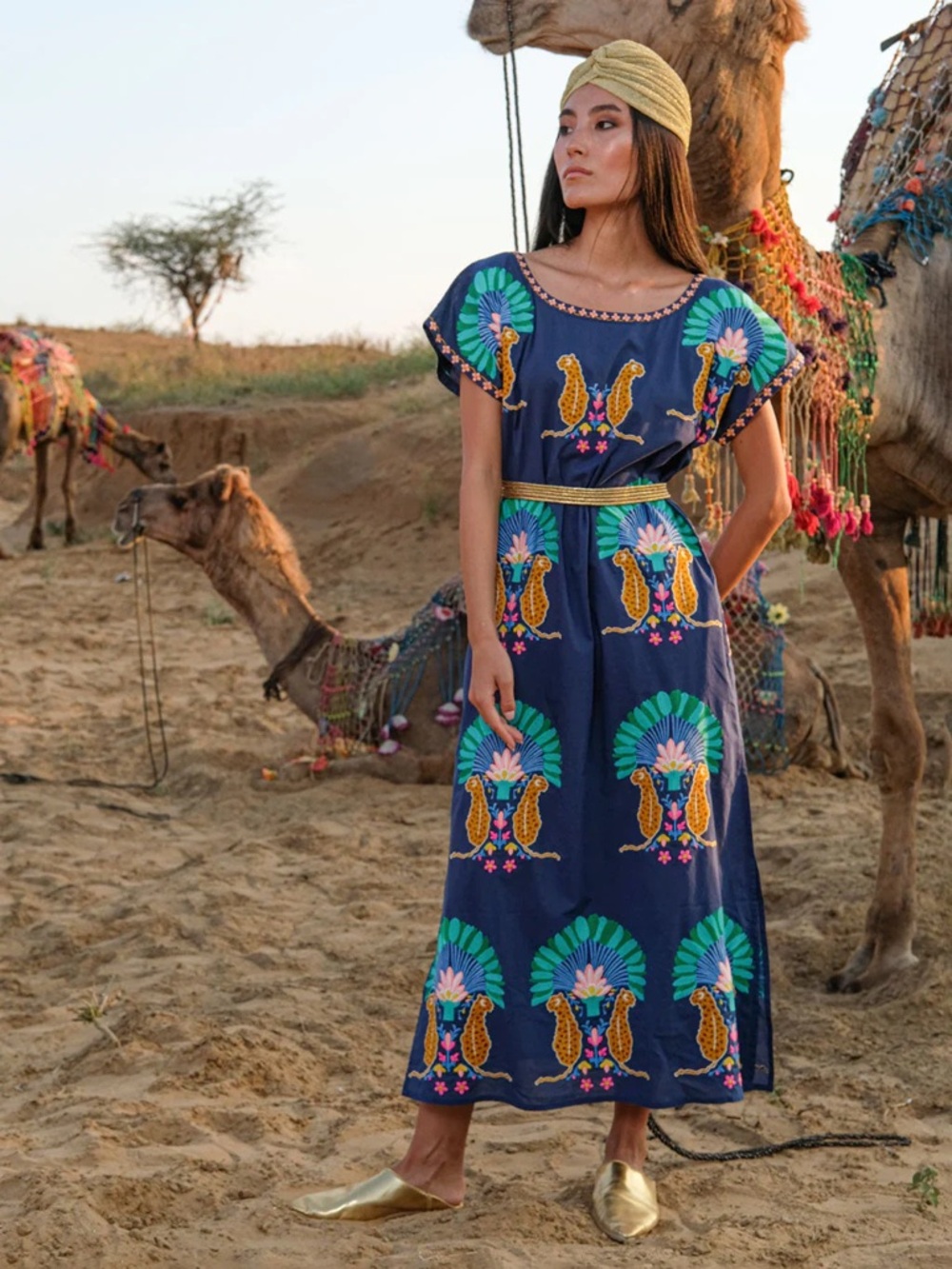 Nimo With Love Embroidered Kaftan Dress Large